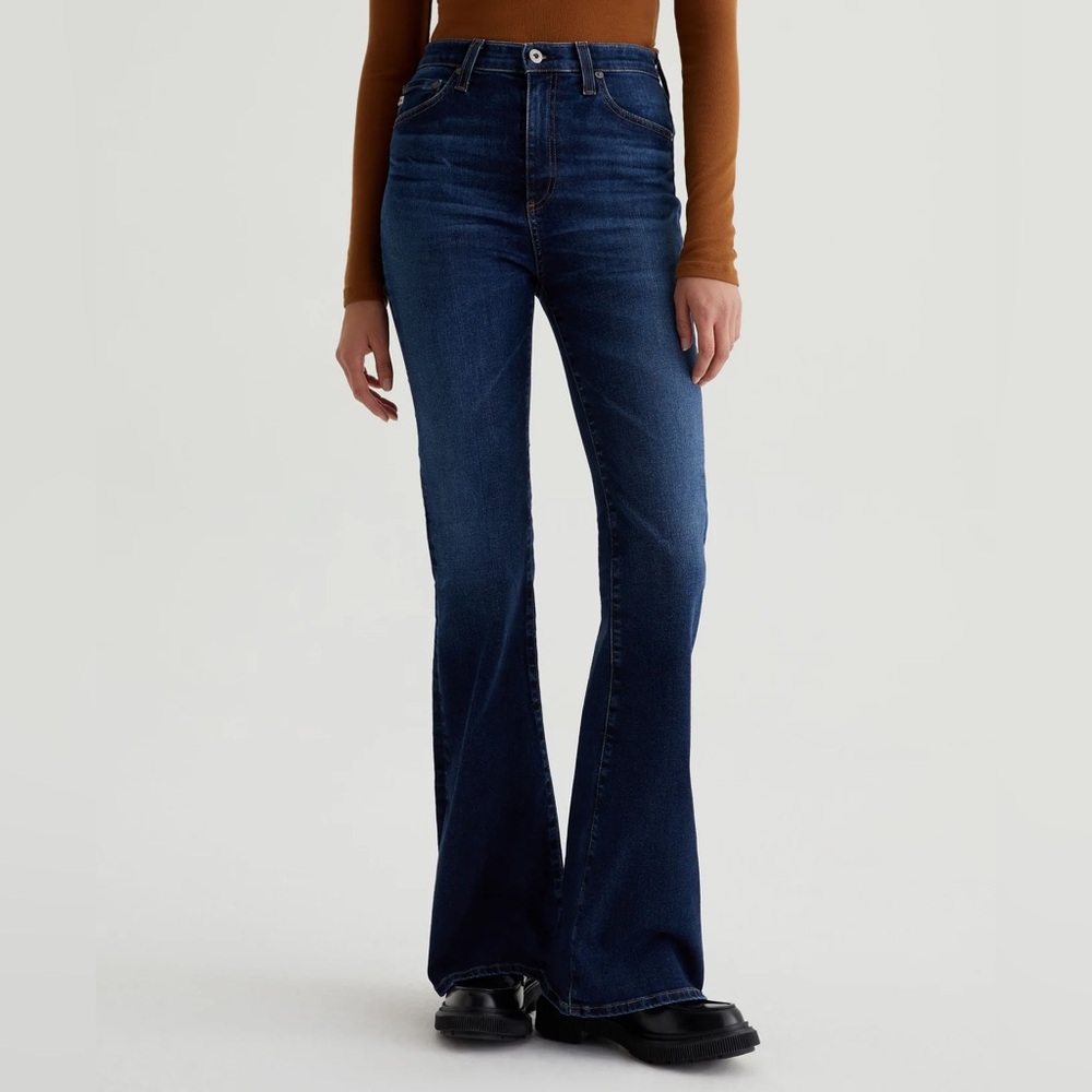 AG Adriano Goldschmied Ed Madi High Rise Flare Jeans Dark Wash 28